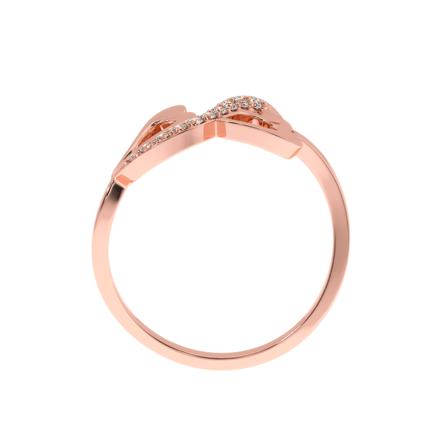 Solitairekart 0.09 CT Lab Diamond Connected Hearts Ring